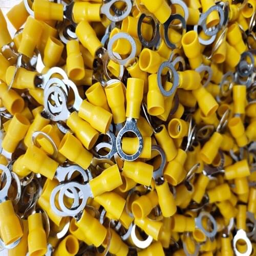 RV5.5-8 500PCS Yellow Ring Thickness 0.7mm Wiring range 4-6 square Insulated Wire Connector Electrical Crimp Terminal Cable Wire