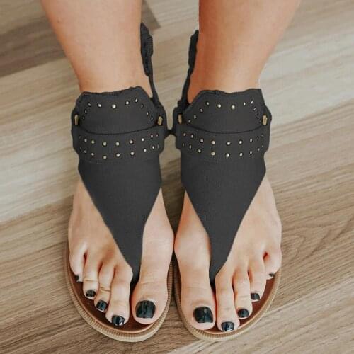 SAGACE Summer Casual Buckle Zip Up Shoes Lady Sandals 2021 Summer Outdoor Beach Flip-flop Sandals Flat Jean Nail Deco Slippers