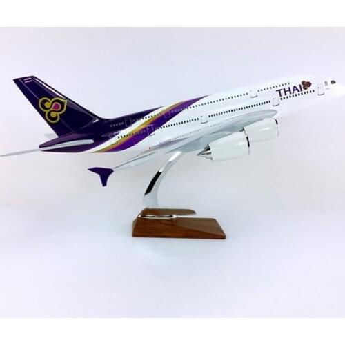 45cm airplane model toys Airbus A380-800 aircraft THAI airline 1/133 plastic alloy pulley plane with base F display collective