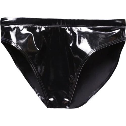 Sexy Women High Waist G-string Latex PVC Shiny Micro Thong Briefs Erotic Lingerie Smooth Thongs Stage Dance Wear Gay Wear F21