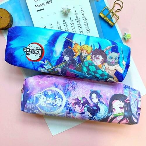 Zipper Pencil Bag Pencil Box kids Stationery Gift Anime Demon Slayer Kimetsu No Yaiba Kamado Tanjirou Pencil Case Cute Canvas