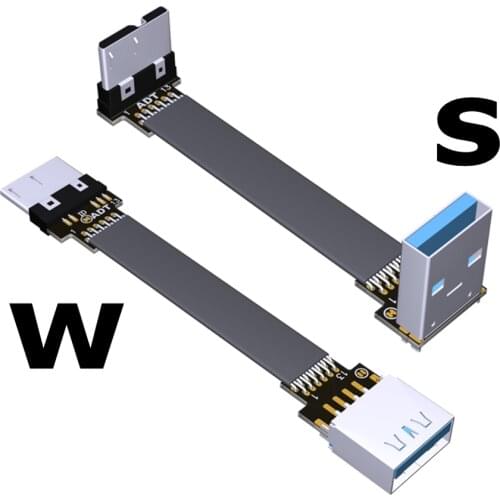 USB 3.0 Micro B To USB 3.0 Type A Male female fold 90 degree Flat Cable Micro-B USB3.0 Connector FPC FPV extension cord