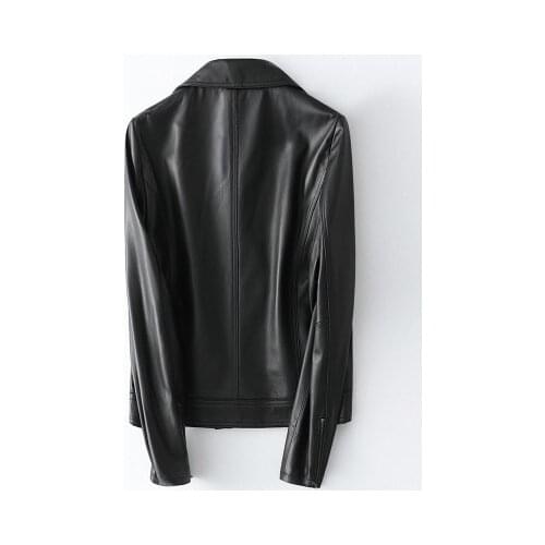 Spring Women Genuine Real Sheep Leather Jacket H5555