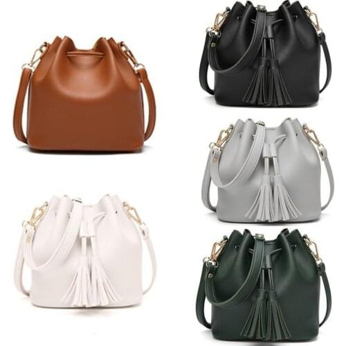 Vintage Tassel Crossbody Bucket Bag Luxury Woman Bag Female Shoulder Handbags Drawstring Messenger Crossbody Bags Fashion Single