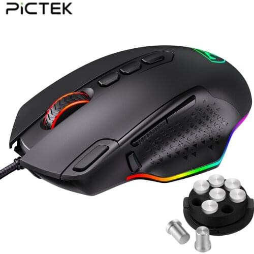 PICTEK High-end optical professional gaming mouse LED backlit 12000 DPI Ergonomic design 10 Programmable Buttons For LOL CS