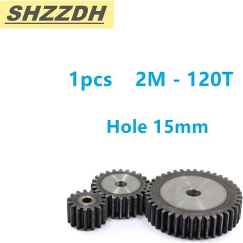 1pcs 2M 120T inner hole 15mm spur gear standard hole 90 degree 45# steel quenching processing
