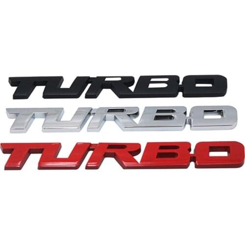 1 Pcs Turbo Car decoration metal car sticker Turbocharged 3D body stickers Uppercase english letters 3D Metal Sticker