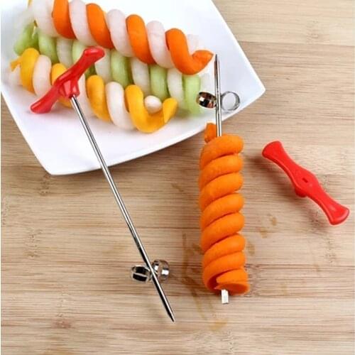 1PC Manual Roller Potato Spiral Cutter Stainless Steel Fruit Cutter Knife Vegetables Spiral Knife Cucumber Slicer Kitchen Gadget