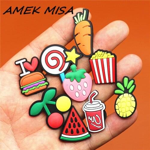 11pcs a Set PVC Carrot Shoe Charms Accessories Popcorn Shoe Buckle Decorations Shoe Ormaments fit Croc JIBZ Party Kids Gifts