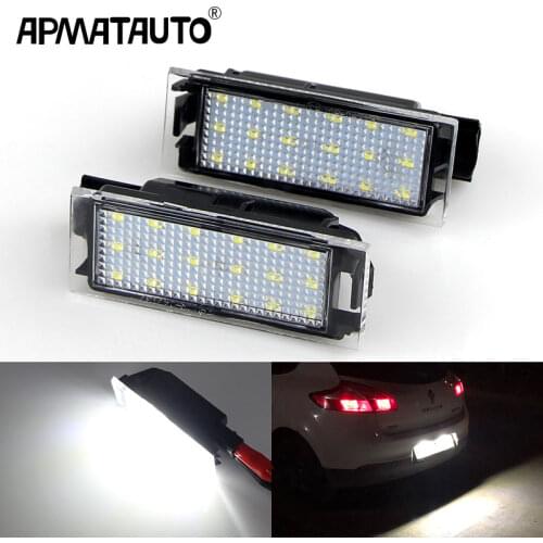 2Pcs Canbus White 3W LED License Plate Light For Renault Clio III Laguna 2 Megane 3 Twingo Master Vel Satis Car Lights 12V