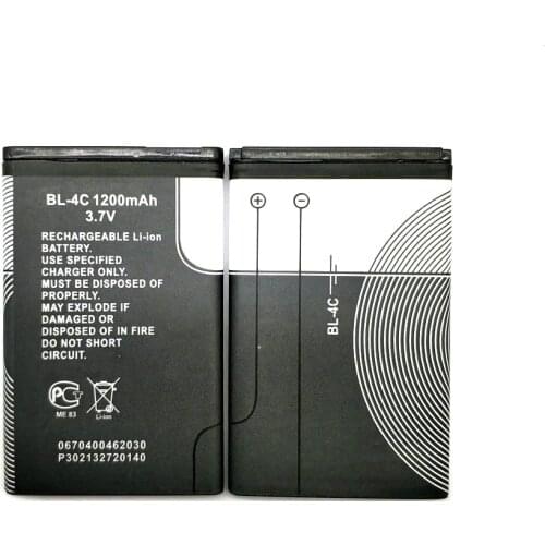 2Pcs/lot New High Quality 1200mAh BL-4C battery For Nokia 6100 1202 1265 1325 6125 6300 1506 1508 1661 1706 2220s 2228 phone