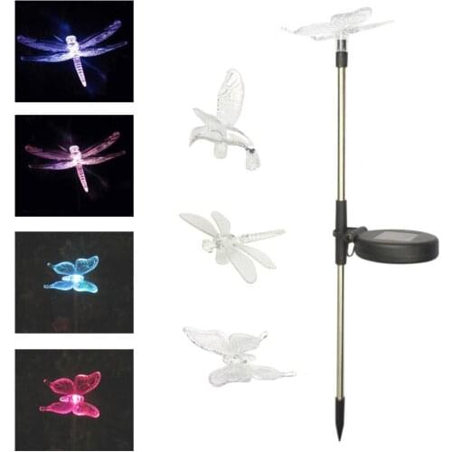 21pcs/lot Solar Garden Stake Night Lights Hummingbird Dragonfly Butterfly LED Lawn Path Backyard Garden Decoration Solar Lamp