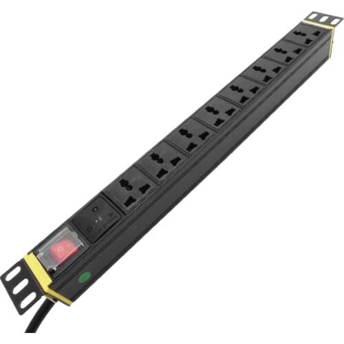 8 AC PDU Power Strip Aluminum alloy Cabinet Double Break Switch AC OUTLET Universal Socket