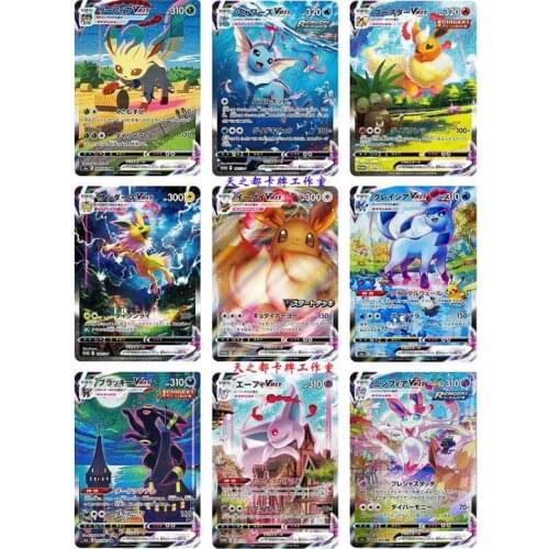 9 style Diy Pokemon card ptcg Vmax s6a Eeveelution Leafeon Sylveon Umbreon Glaceon Espeon Japanese card toys for children