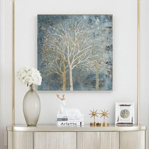 Abstract Oil Painting Posters and Prints Wall Art Canvas Painting Abstract Trees Decorative Pictures for Living Room No Frame