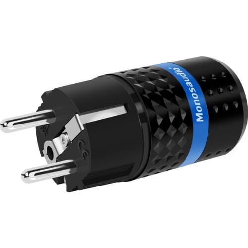 Monosaudio E102R/F102R 99.99% Pure Copper Rhodium plated EUR Schuko Hifi audio Power Cord Cable Power Plug IEC Female Connector
