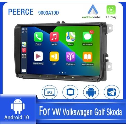 PEERCE 2 din Carplay For VW Volkswagen Golf Skoda passat b6 Android 10 Car Radios GPS FM AM RDS DSP Multimedia Player