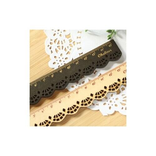 Free ship!1lot=20pc!zakka aesthetic lace hollow wood ruler /cute student office rulers/creative stationery