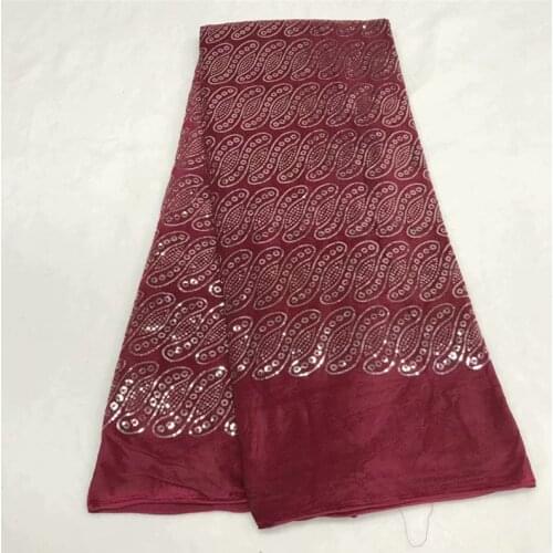 2020 red High Quality African nigerian velvet Lace Fabric Sequins tulle fabric With sequins For Dress Embroidery Tulle Guipure