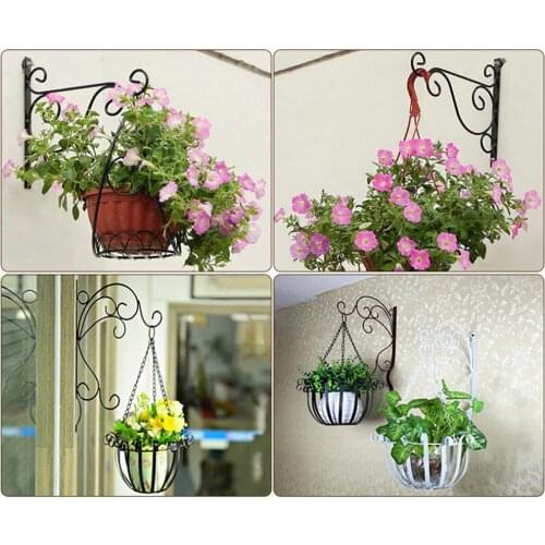 Europe Vintage Iron Art Wall-Mounted Hook Flower Stand Decoration Wall Hanging Basket Bracket Simple flower Pot Holder
