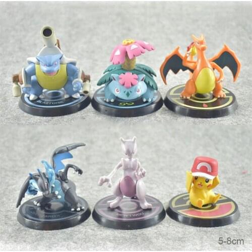 Pokemon Figure Large 6pcs Anime Action Figure Kids Birthday Gifts Pikachu Mewtwo Venusaur Charizard Blastoise Doll Collection