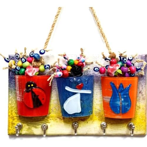 Fusion Glass Handmade Bead Flower Pot Keychain Wall Board