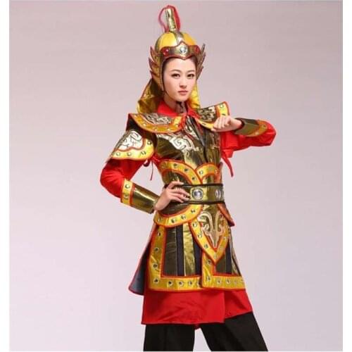 Hua Mulan armor Ancient Chinese General suit classical dance costume large performance stage halloween party cosplay Costumes