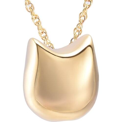 IJD10019 Cute Cat Shape Cremation Urn Pendant Ashes Souvenirs Pets Memorial Jewelry Stainless Steel Necklace &20inch Chain