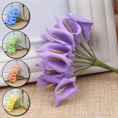 72/144 pcs Mini Foam Calla Lily Fake Flowers Bouquet Artificial Flowers for Wedding Decor Valentines Day DIY Gift Box Making