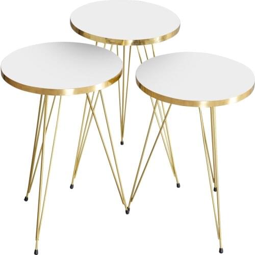 Zigon Coffee Table 3 Pcs Patterned Gold Wire Metal Foot Also Mounted Side Coffee Table Tea Coffee Service Table мебель для дома