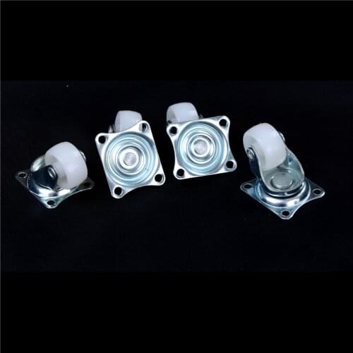 4pcs 1" Wheels Castor 10kg Universal Swivel Casters White PP Nylon Roller Wheel