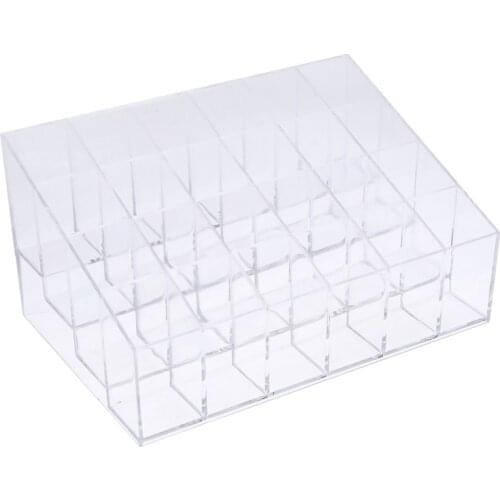 24 Grid Lipstick Box Acrylic Makeup Organizer Storage Box Lipstick Nail Polish Display Stand Holder Cosmetic Organizer Box
