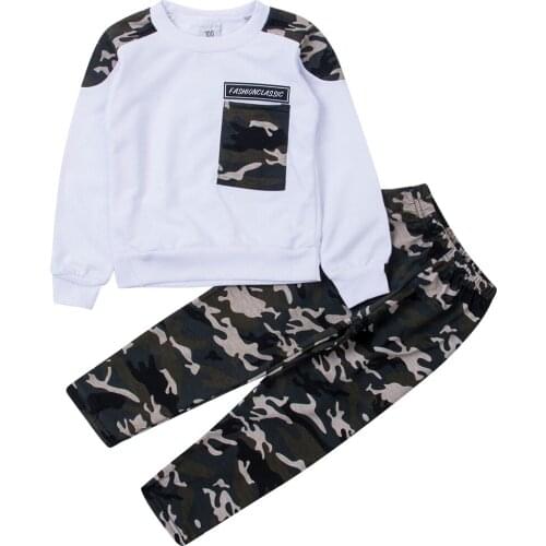 Brand New 2-9Y Toddler Kids Baby Boy Clothing Set Pocket Pullover Tops Camo Pant 2PCS Outfits Tracksuit Long Sleeve Outfits