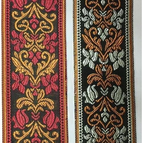 Red Brown Embroidery Tape of Bed Cover Rim Pillow Rim quilt of Cover Edge of Curtain Edge Curtain Flame Home textile Art