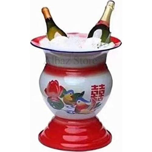 Kitchen Storage Container Spittoon Chinese Enamel Bread Fruit Basket Storage Box Table Decor Chinese Traditional Fruit Basket
