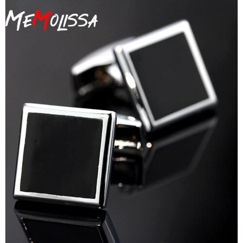 MeMolissa 2018 New Square Black Opal Mens Cufflinks Wedding Cufflinks High Quality bouton de manchette men jewelry