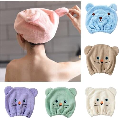 Cute Hair Dry Hat Towel Quick Dry Shower Cap Strong Absorbing Drying Soft Cartoon Children