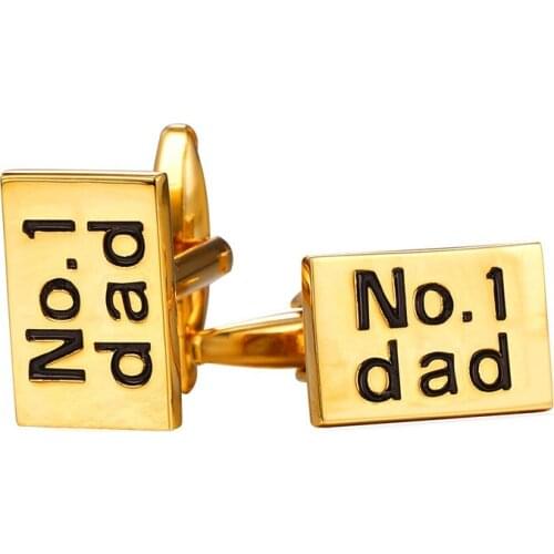Mens Cuff link No.1 Dad Shape yellow Gold/Silver Color Cufflinks For Mens Gift Wholesale Men Jewelry Fathers Gift C318