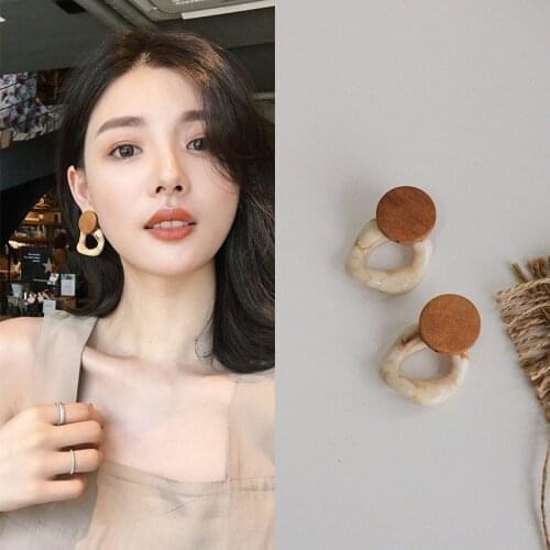 SUMENG 2020 New Fashion Big Resin Drop Earrings Acetic Acid Large Korea Square Earrings Trendy Wood For Women Jewelry