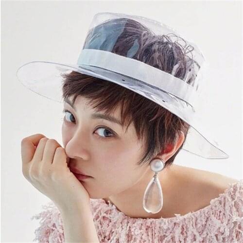 2018 New Arrival PVC Transparent Sun Visor Hats For Women Ladies Top Fashion Ins Star Decorative Caps Spring Summer