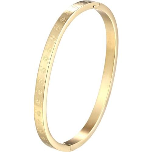 New Snowflak Pattern Bangle Stainless Steel Gold Plating Jewelry Small Size Bracelet For Kids and Women Gift Drop Shipping