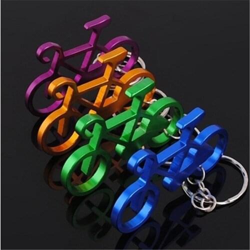 Random Color Keyfob Bicycle Keyring Stainless Steel Bottle Opener Cycling Colorful Bicycle Metal Keychains Sports Souvenirs Tool