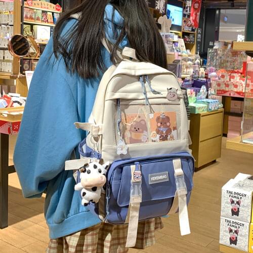 Transparent Multi-pocket Backpack Women Large Capacity Waterproof Backpacks Female College Laptop Travel School Bag for Girls