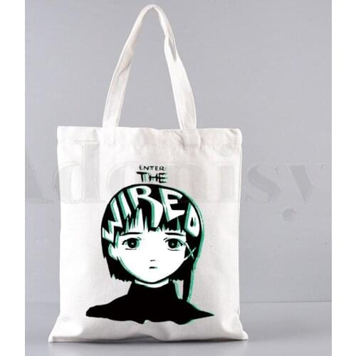 Serial Experiments Lain Japan Anime High Quality Handbags Shoulder Bags Casual Shopping Girls Handbag Women Elegant Canvas Bag