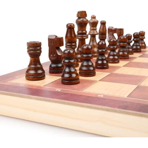 3 IN 1 Wooden International Chess Set wooden Chess Board games Checkers Puzzle game engaged Birthday gift For kids chess board