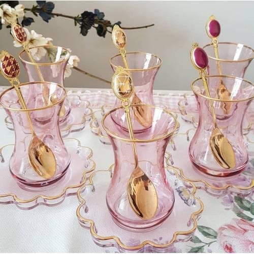 Stylish elegant quality colored 12-piece tea set 6-person tea set glass cups