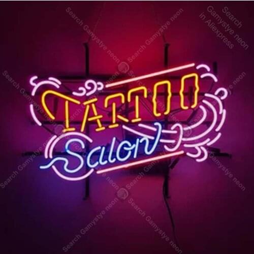 24"x18" Real Glass Neon Light Sign Vintage Tattoo Salon Large Shop Heart Lighting Art UK Present Gift Store Front Retro neon