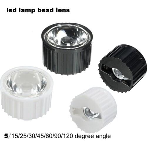 LED 1W 3W 5W lamp bead lens 20mm condenser cup 15/25/30/45/60/90 degree 120° flat mouth lampshade
