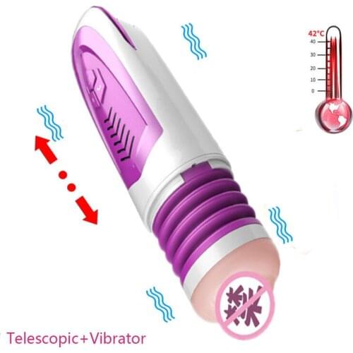 Telescopic Automatic Heating Masturbator Cup Sex Toys For Man Voice Real Vagina Masturbation Cup Vibrator Sex Toy For Adult Men