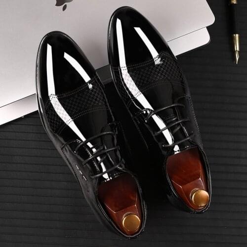 Men Leather Shoes Man Business Dress Classic Style Flats Brown Black Lace Up Pointed Toe Shoe For Men Oxford Shoes ghj6